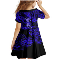 Hawaii Hula Girl Family Matching Mermaid Dress and Hawaiian Shirt Polynesian Pattern Navy Blue Version LT01 - Polynesian Pride