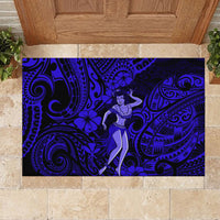 Hawaii Hula Girl Rubber Doormat Polynesian Pattern Navy Blue Version LT01 - Polynesian Pride