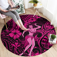 Hawaii Hula Girl Round Carpet Polynesian Pattern Pink Version LT01 - Polynesian Pride
