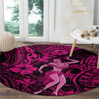 Hawaii Hula Girl Round Carpet Polynesian Pattern Pink Version LT01 - Polynesian Pride