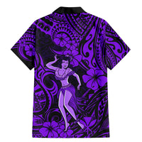 Hawaii Hula Girl Family Matching Mermaid Dress and Hawaiian Shirt Hibiscus Hawaii Tribal Tattoo Purple Version LT01 - Polynesian Pride