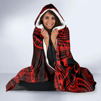 Hawaii Hula Girl Hooded Blanket Hibiscus Hawaii Tribal Tattoo Red Version LT01 - Polynesian Pride