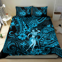 Hawaii Hula Girl Bedding Set Hibiscus Hawaii Tribal Tattoo Sky Blue Version LT01 - Polynesian Pride
