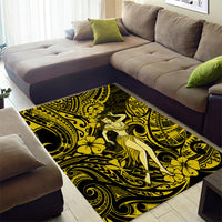 Hawaii Hula Girl Area Rug Hibiscus Hawaii Tribal Tattoo Yellow Version LT01 - Polynesian Pride