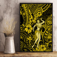 Hawaii Hula Girl Canvas Wall Art Hibiscus Hawaii Tribal Tattoo Yellow Version LT01 - Polynesian Pride