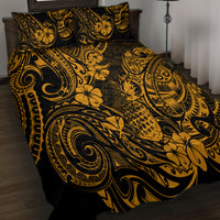 Hawaii Pineapple Quilt Bed Set Paradise Flowers Pacific With Gold Polynesian Tribal LT01 - Polynesian Pride
