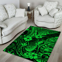 Hawaii Pineapple Area Rug Paradise Flowers Pacific With Green Polynesian Tribal LT01 - Polynesian Pride