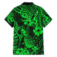 Hawaii Pineapple Hawaiian Shirt Paradise Flowers Pacific With Green Polynesian Tribal LT01 - Polynesian Pride