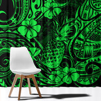 Hawaii Pineapple Window Curtain Paradise Flowers Pacific With Green Polynesian Tribal LT01 - Polynesian Pride