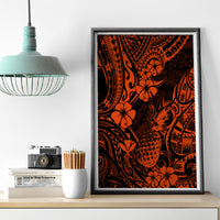 Hawaii Pineapple Canvas Wall Art Paradise Flowers Pacific With Orange Polynesian Tribal LT01 - Polynesian Pride