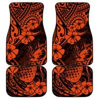 Hawaii Pineapple Car Mats Paradise Flowers Pacific With Orange Polynesian Tribal LT01 Orange - Polynesian Pride