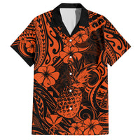 Hawaii Pineapple Hawaiian Shirt Paradise Flowers Pacific With Orange Polynesian Tribal LT01 Orange - Polynesian Pride