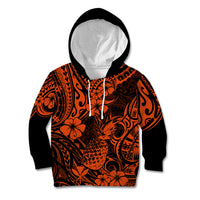 Hawaii Pineapple Kid Hoodie Paradise Flowers Pacific With Orange Polynesian Tribal LT01 Orange - Polynesian Pride
