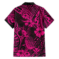 Hawaii Pineapple Hawaiian Shirt Paradise Flowers Pacific With Pink Polynesian Tribal LT01 - Polynesian Pride