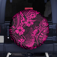 Hawaii Pineapple Spare Tire Cover Paradise Flowers Pacific With Pink Polynesian Tribal LT01 - Polynesian Pride