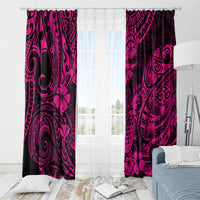 Hawaii Pineapple Window Curtain Paradise Flowers Pacific With Pink Polynesian Tribal LT01 - Polynesian Pride