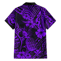Hawaii Pineapple Family Matching Puletasi Dress and Hawaiian Shirt Polynesian Pattern Purple Version LT01 - Polynesian Pride