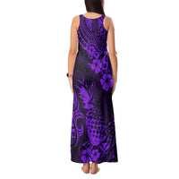 Hawaii Pineapple Tank Maxi Dress Polynesian Pattern Purple Version LT01 - Polynesian Pride