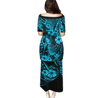 Hawaii Pineapple Puletasi Polynesian Pattern Sky Blue Version LT01 - Polynesian Pride