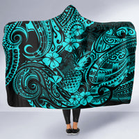 Hawaii Pineapple Hooded Blanket Polynesian Pattern Turquoise Version LT01 - Polynesian Pride