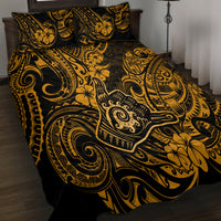 Hawaii Shaka Sign Quilt Bed Set With Polynesian Hibiscus Gold Unique LT01 - Polynesian Pride