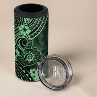 Hawaii Shaka Sign 4 in 1 Can Cooler Tumbler With Polynesian Hibiscus Green Unique