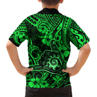 Hawaii Shaka Sign Kid Hawaiian Shirt With Polynesian Hibiscus Green Unique LT01 - Polynesian Pride