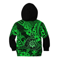 Hawaii Shaka Sign Kid Hoodie With Polynesian Hibiscus Green Unique LT01 - Polynesian Pride