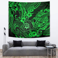 Hawaii Shaka Sign Tapestry With Polynesian Hibiscus Green Unique LT01 - Polynesian Pride