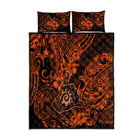 Hawaii Shaka Sign Quilt Bed Set With Polynesian Hibiscus Orange Unique LT01 Orange - Polynesian Pride