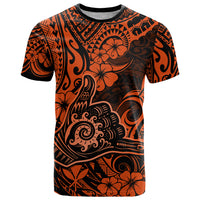 Hawaii Shaka Sign T Shirt With Polynesian Hibiscus Orange Unique LT01 Orange - Polynesian Pride