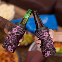 Hawaii Shaka Sign 4 in 1 Can Cooler Tumbler With Polynesian Hibiscus Pink Unique