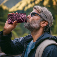 Hawaii Shaka Sign 4 in 1 Can Cooler Tumbler With Polynesian Hibiscus Pink Unique