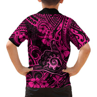 Hawaii Shaka Sign Family Matching Off Shoulder Maxi Dress and Hawaiian Shirt With Polynesian Hibiscus Pink Unique LT01 - Polynesian Pride