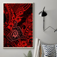 Hawaii Shaka Sign Canvas Wall Art Polynesian Pattern Red Version LT01 - Polynesian Pride