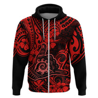 Hawaii Shaka Sign Hoodie Polynesian Pattern Red Version LT01 Zip Hoodie Red - Polynesian Pride