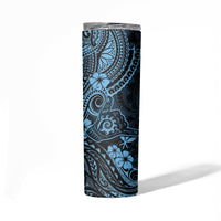 Hawaii Shaka Sign Skinny Tumbler Polynesian Pattern Sky Blue Version