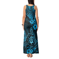 Hawaii Shaka Sign Tank Maxi Dress Polynesian Pattern Sky Blue Version LT01 - Polynesian Pride