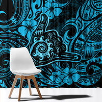 Hawaii Shaka Sign Window Curtain Polynesian Pattern Sky Blue Version LT01 - Polynesian Pride