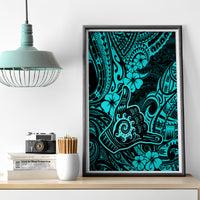 Hawaii Shaka Sign Canvas Wall Art Polynesian Pattern Turquoise Version LT01 - Polynesian Pride