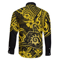Hawaii Shaka Sign Family Matching Long Sleeve Bodycon Dress and Hawaiian Shirt Polynesian Pattern Yellow Version LT01 - Polynesian Pride