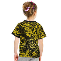 Hawaii Shaka Sign Kid T Shirt Polynesian Pattern Yellow Version LT01 - Polynesian Pride