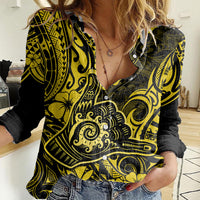 Hawaii Shaka Sign Women Casual Shirt Polynesian Pattern Yellow Version LT01 Female Yellow - Polynesian Pride