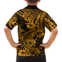 Hawaii Shark Family Matching Summer Maxi Dress and Hawaiian Shirt Polynesian Pattern Gold Version LT01 - Polynesian Pride