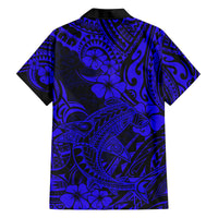Hawaii Shark Family Matching Tank Maxi Dress and Hawaiian Shirt Polynesian Pattern Navy Blue Version LT01 - Polynesian Pride
