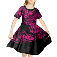 Hawaii Shark Kid Short Sleeve Dress Polynesian Pattern Pink Version LT01 - Polynesian Pride