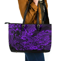 Hawaii Shark Leather Tote Bag Polynesian Pattern Purple Version LT01 - Polynesian Pride