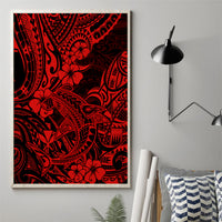 Hawaii Shark Canvas Wall Art Polynesian Pattern Red Version LT01 - Polynesian Pride