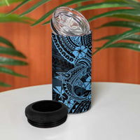 Hawaii Shark 4 in 1 Can Cooler Tumbler Polynesian Pattern Sky Blue Version