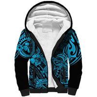 Hawaii Shark Sherpa Hoodie Polynesian Pattern Sky Blue Version LT01 Unisex Blue - Polynesian Pride